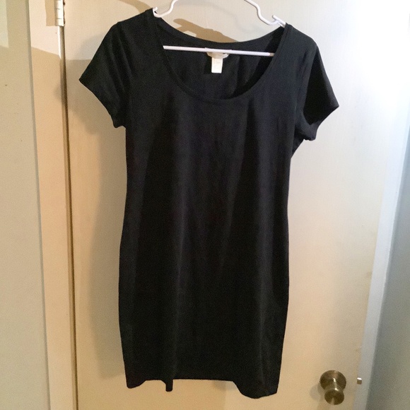 H&M basics bodycon large black tee dress - Picture 1 of 2